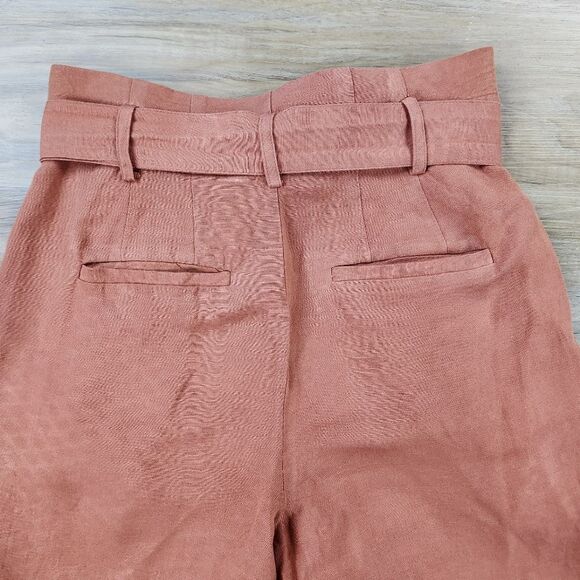 🔸️Madewell Rust Linen Blend Belted Paperbag Pants Size 4 - Picture 6 of 16